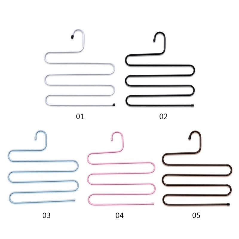 Móc Treo Quần Áo 5 Lớp Hình Chữ S Tiết Kiệm Không Gian Chống Trượt