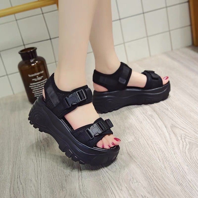 Sandal Quai Dây Dù Khoá Cài , Sandal Độn Đế