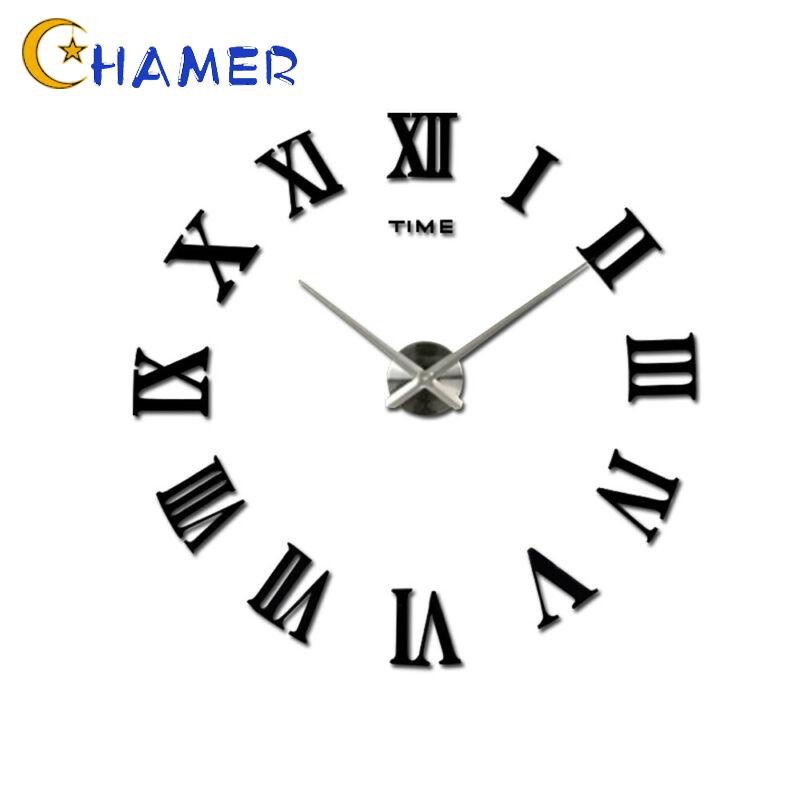 3D DIY Wall Clock Kitchen Ornament High-density Mirror Luxury Large Practical