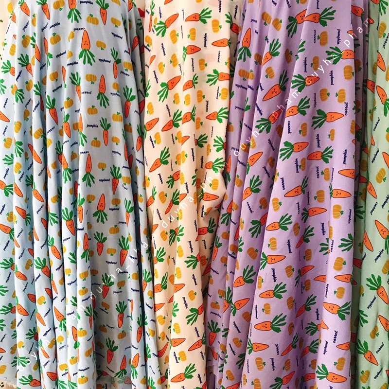 🥕VẢI TƠ PHÁP HOẠ TIẾT CÀ RỐT XINH XINH🥕