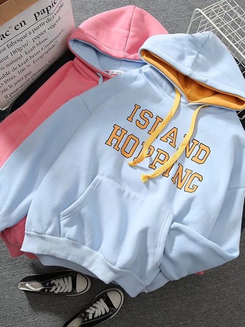 Áo hoodie nữ vải nỉ lót bông dày dặn Island | BigBuy360 - bigbuy360.vn