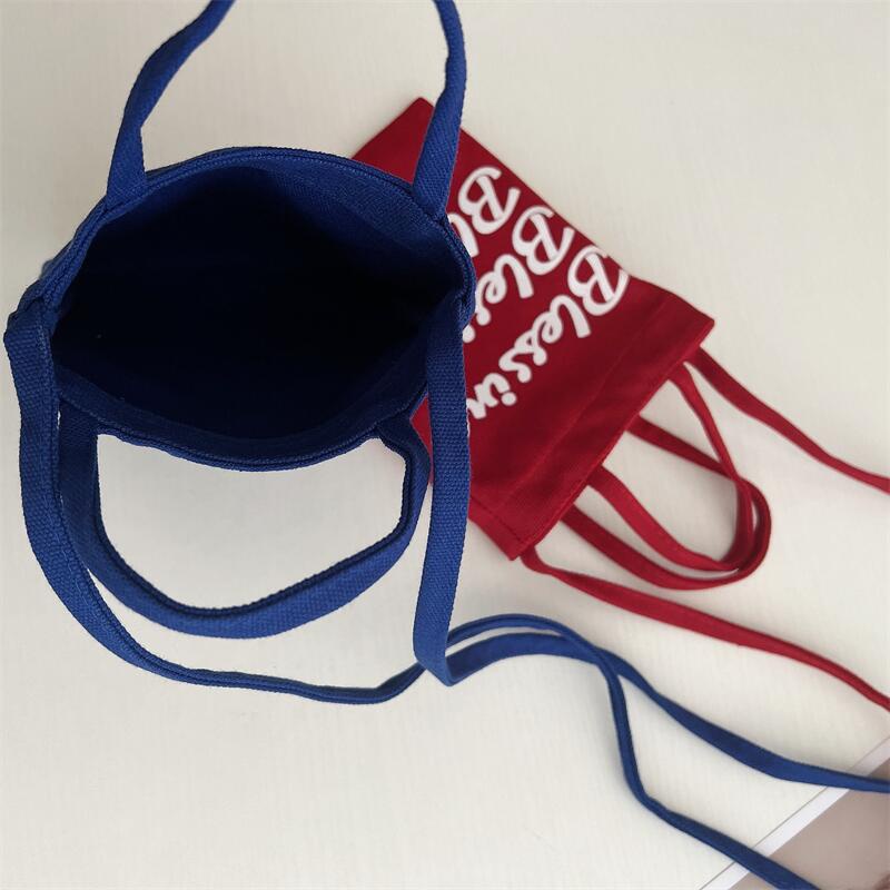 Túi Xách Đeo Vai Vải Bạt In Chữ Thời Trang Hàn Quốc Đáng Yêu Dành Cho Trẻ