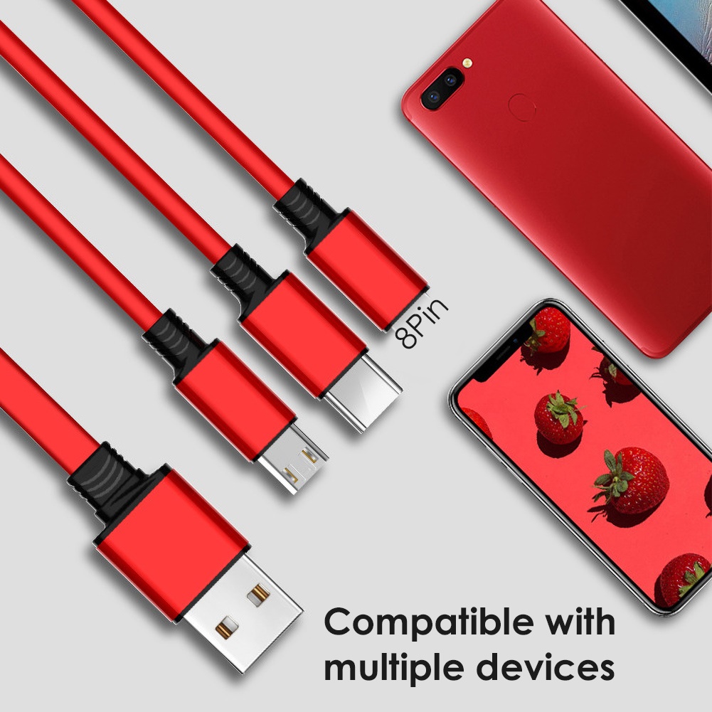 IPHONE ANDROID Dây Cáp Sạc Dữ Liệu Micro Usb Loại C 3 Trong 1 Có Thể Thu Gọn Tiện Dụng