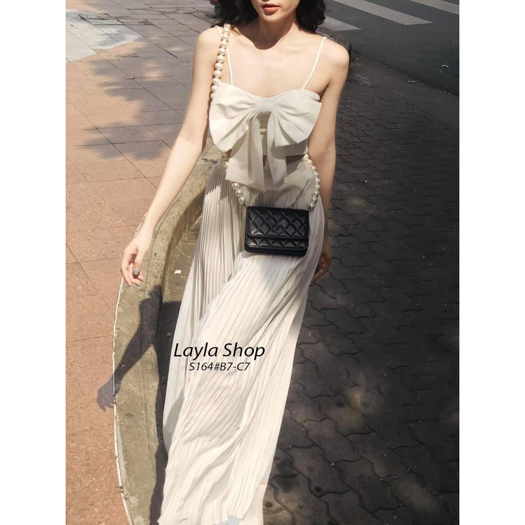 Set 2 Dây Dập Ly Nơ Ngực Mix Quần Suông Đi Biển Cực Hót | BigBuy360 - bigbuy360.vn