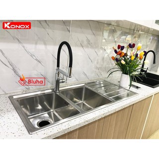 Vòi rửa bát cần mềm KONOX KN-1618 hợp kim đồng tiêu chuẩn Châu Âu, 2 chế độ nước