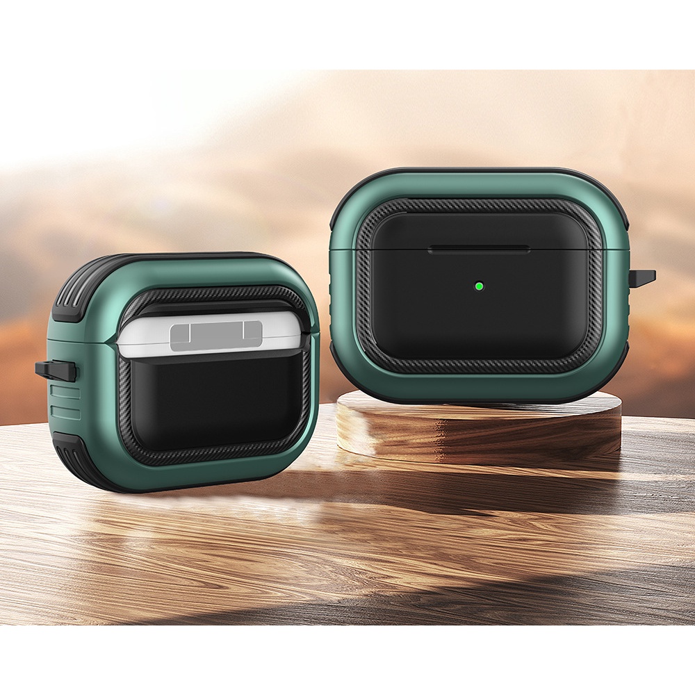 Vỏ Bảo Vệ Hộp Sạc Tai Nghe AirPods 3 2 1 Chất Liệu Mềm Nhám Chống Sốc Gắn Đèn LED Phía Trước Có Móc Khóa
