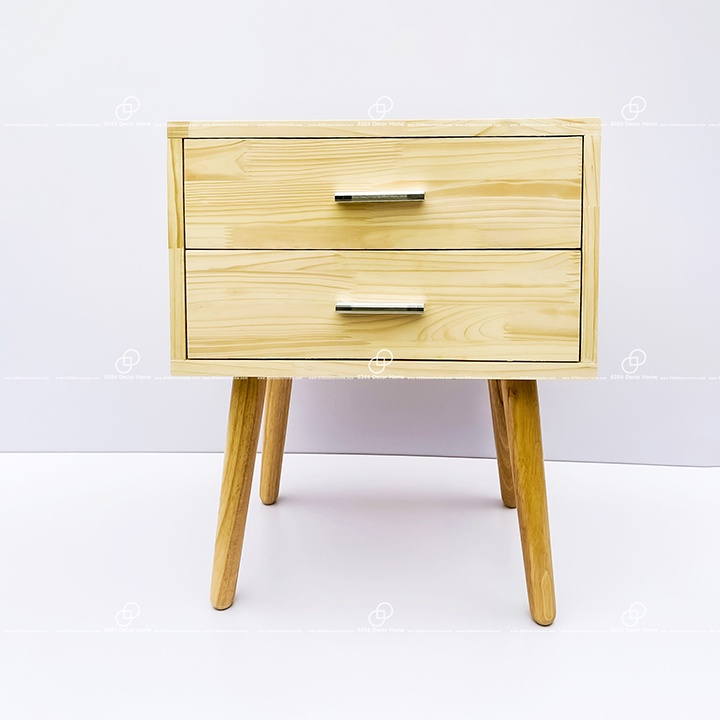 [GIÁ TẠI XƯỞNG]Tủ đầu giường 2 ngăn gỗ thông ghép tự nhiên cao cấp, Tab đầu giường phong cách Bắc Âu hiện đại sang trọng