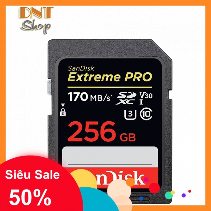 ⚡️⚡️Thẻ nhớ SDXC SanDisk Extreme PRO 256GB UHS-I U3 4K V30 170MB/s - Model 2019 (SDSDXXY-256G-ANCIN)HN