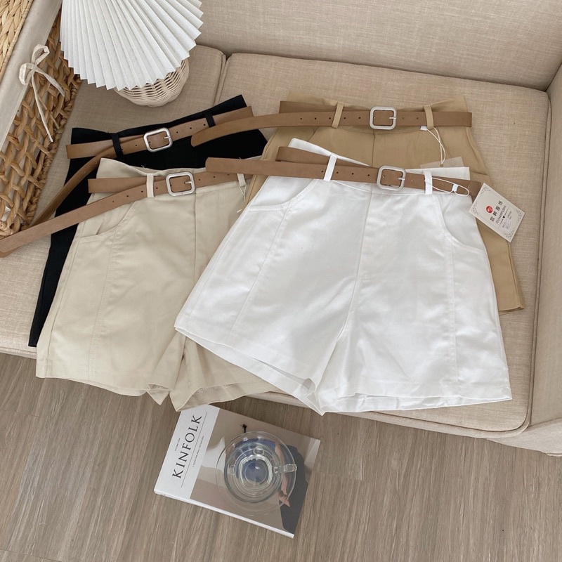Quần short chất kaki cạp cao tôn dáng hàng QC kèm thắt lưng quần đùi nữ Cuastore.vn