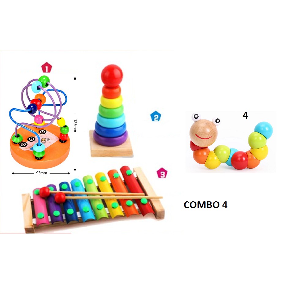 Combo Đồ Chơi Gỗ Thông Minh &amp; Phát Triển Trí Tuệ Cho Bé - Đồ Chơi Thông Minh Montessori