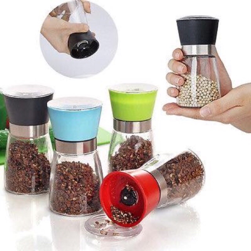 Lọ xay tiêu cầm tay bằng thuỷ tinh, nắp inox tiện dụng