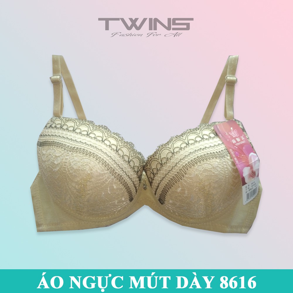 Áo ngực nữ ren mút dày nâng ngực tạo khe SD8616 có gọng cúp xéo mềm mịn size 32-34-36 mặc áo dài