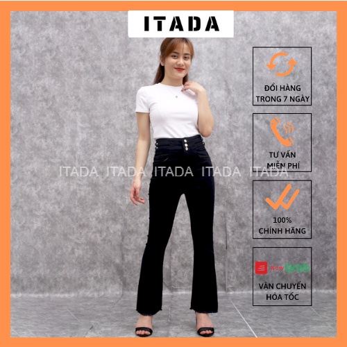 Quần bò nữ ống loe,quần jeans nữ ống loe đen trơn mặc đi làm,đi chơi cực đẹp tôn dáng chân dài,ảnh thật shop chụp-QJL009