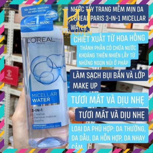 Nước Tẩy Trang Loreal , Nước Tẩy Trang L’Oréal Micellar Water 3-in-1 Deep Cleansing Pháp 400ml Có 3 Mầu [ Chính - Hãng ]