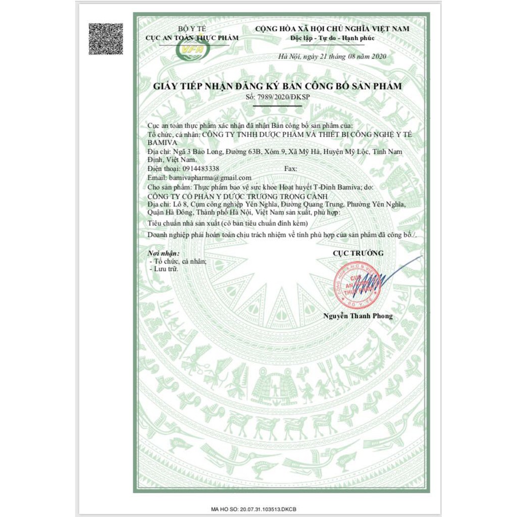 HOẠT HUYẾT DƯỠNG NÃO BAMIVA