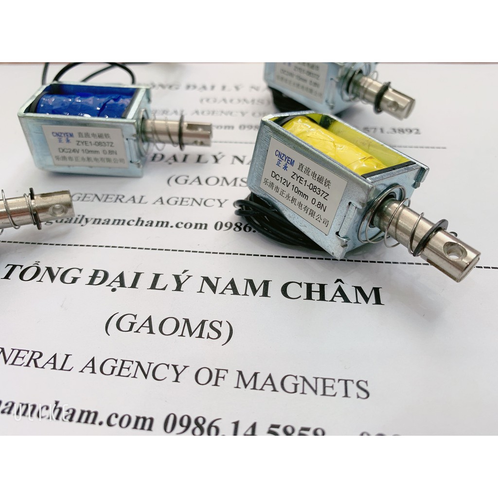 Nam châm kéo thả loại to, chốt nam châm thụt thò 12V - 24V, loại nam châm hành trình chạy bằng điện