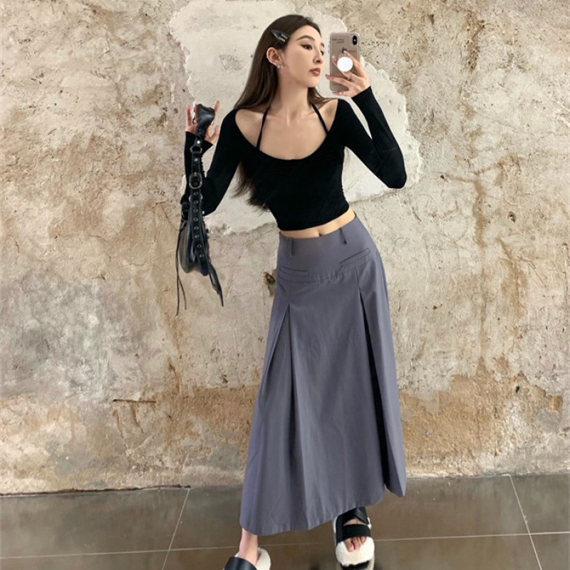 Áo Croptop Tay Dài Thiết Kế Ôm Sát Quyến Rũ Hợp Thời Trang