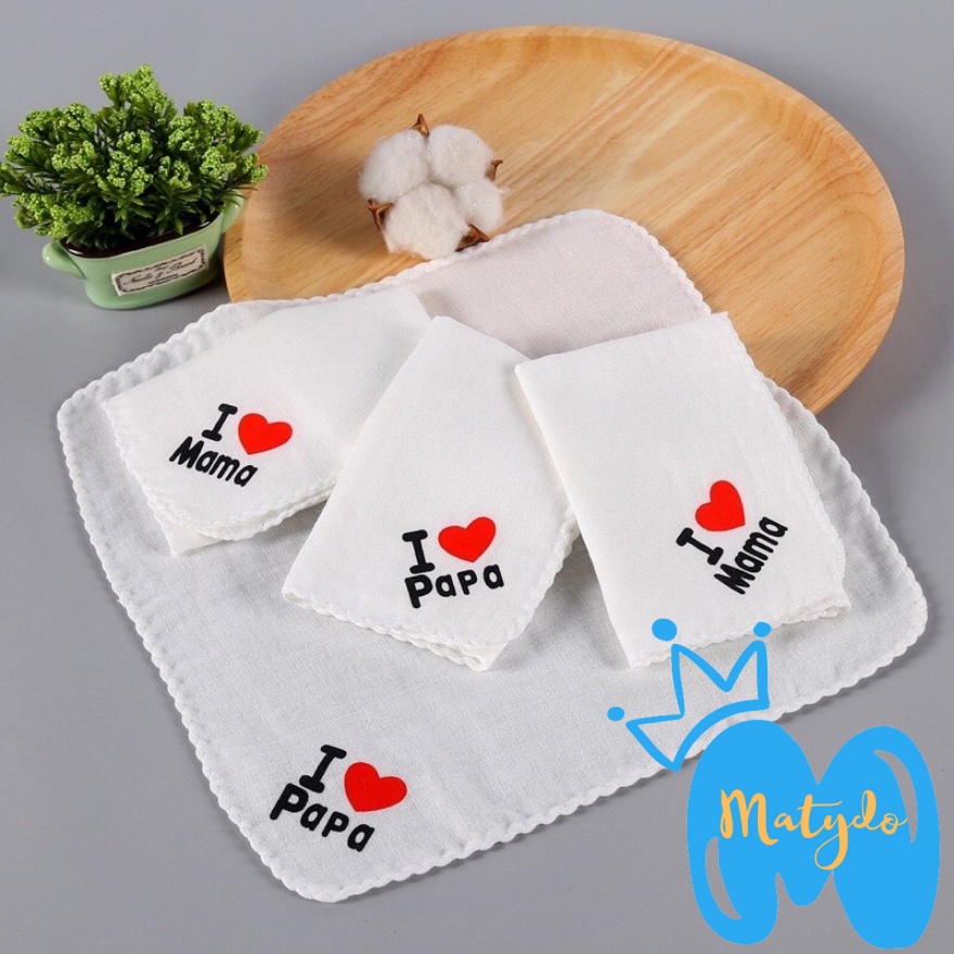 Khăn xô sữa cho bé set 2 chiếc cao cấp mềm mại thấm sữa rửa mặt lau mũi hình in mama papa