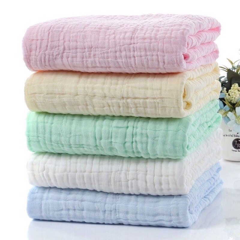 Khăn tắm, chăn đắp xô nhăn 6 lớp màu hàng đẹp cho mẹ và bé KT:100x105