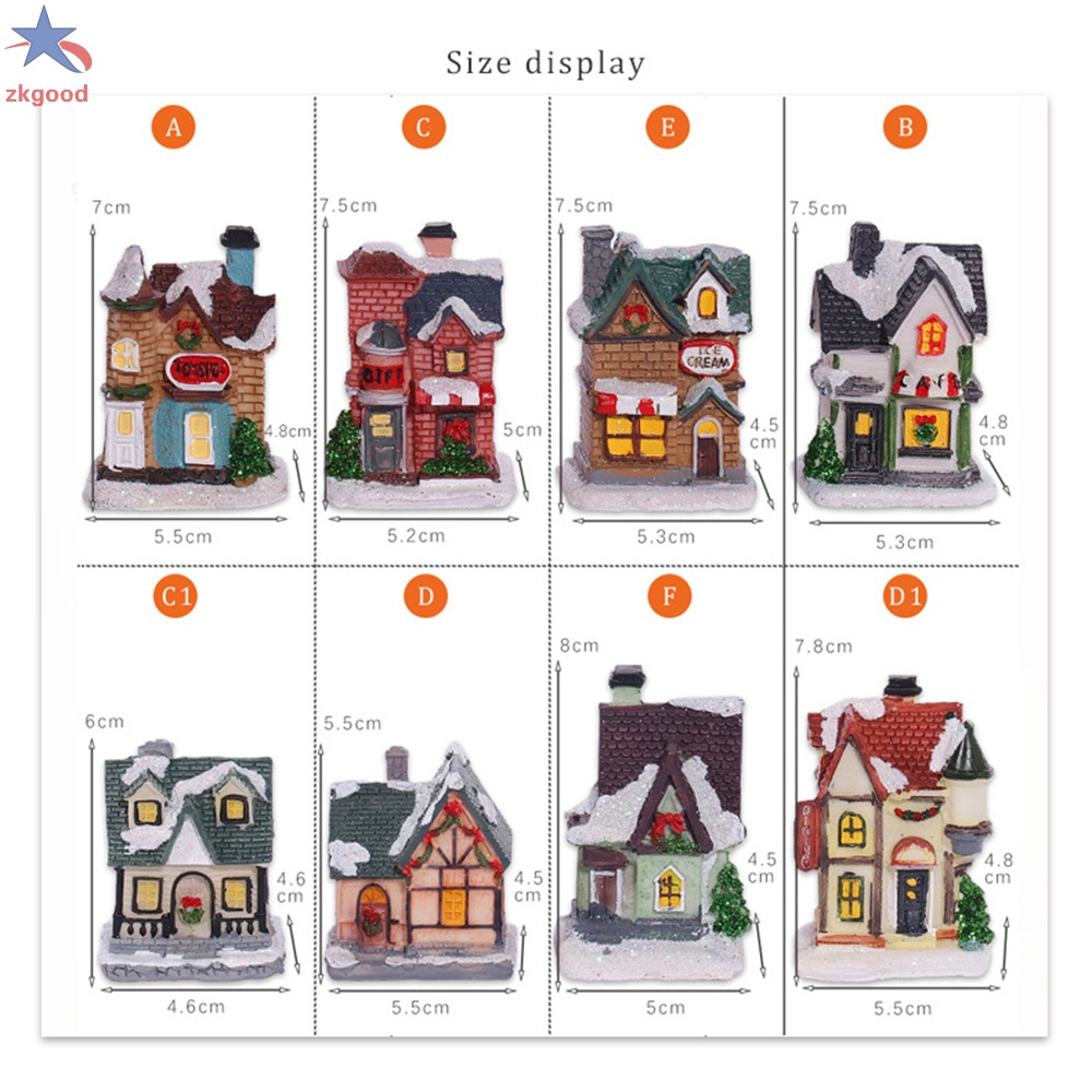 Đồ trang trí Ngôi Nhà Tuyết Dạ Quang Bằng Nhựa Resin Gọn Nhẹ Để Bàn Trang Trí Giáng Sinh