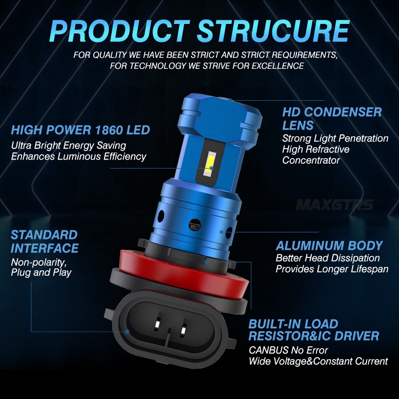 Set 2 Đèn LED 2000Lm H11 H8 9005 HB3 9006 HB4 Ánh Sáng Trắng Dành Cho Ô Tô 6000K 12V