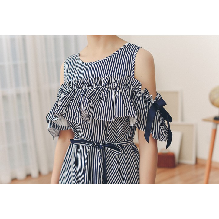 Đầm rớt vai kẻ sọc OML | BigBuy360 - bigbuy360.vn