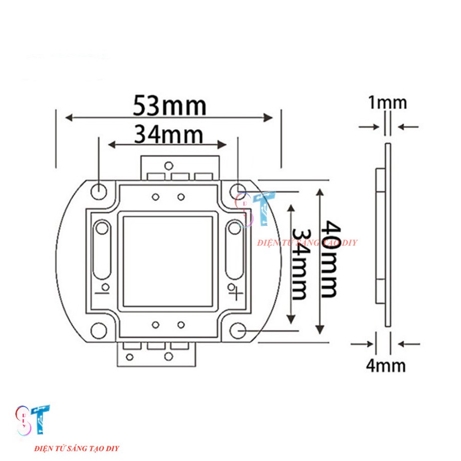 Chip Led Công Suất 50W Trắng Ấm 12VDC