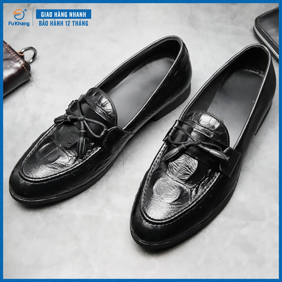 Giày Lười Nam Dập Vân Cá Sấu Nam Đẹp Thời Trang Chính Hãng Fu Khang Màu Đen Mã Sản Phẩm GL11 | BigBuy360 - bigbuy360.vn