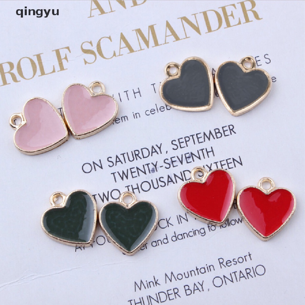 Set 10 Mặt Dây Chuyền Tráng Men Hình Trái Tim Làm Trang Sức Thủ Công