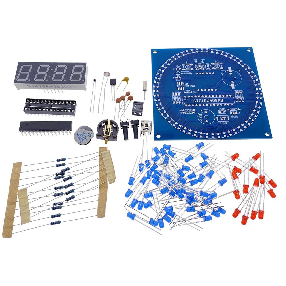 Bộ Mô Đun Đồng Hồ Đèn LED DIY DS1302 C8051 MCU STC15W408AS