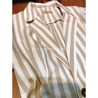 S052 - ÁO BLAZER LINEN SỌC NÂU