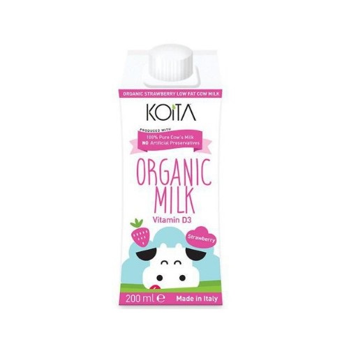 Sữa bò hữu cơ koita 200ml vị dâu socola hạnh nhân nguyên kem ít béo