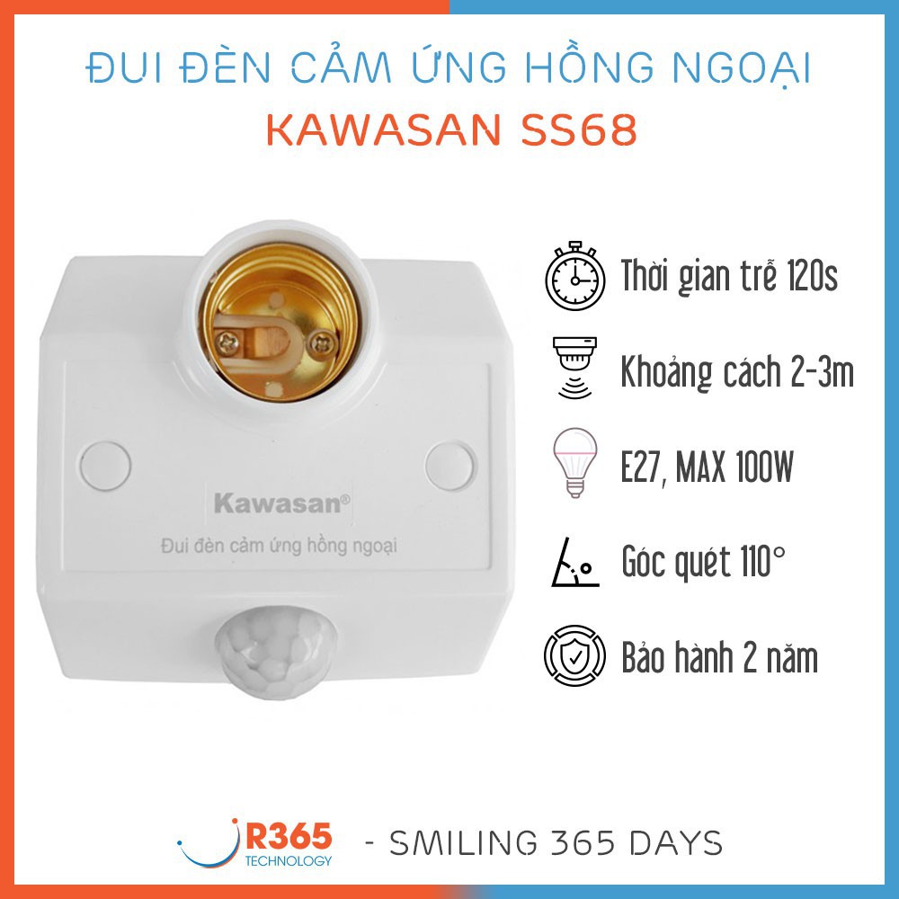 Đui Đèn Cảm Ứng Hồng Ngoại - Đèn Cảm Ứng Chuyển Động Tự Bật Kawasan SS68