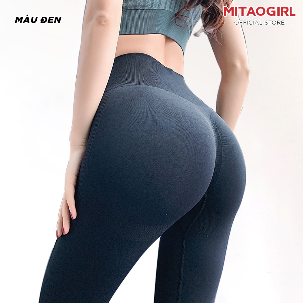 Quần tập gym yoga nữ MITAOGIRL có chun mông dáng legging dài chất vải dệt kim co giãn cạp cao nâng mông