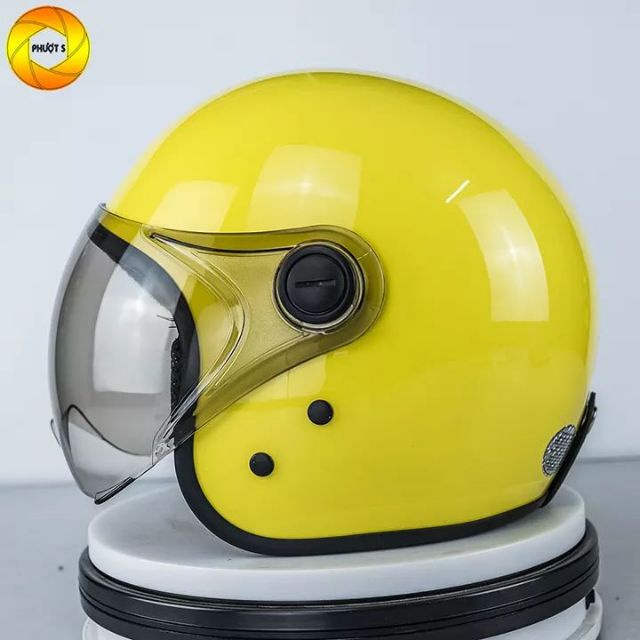 Mũ bảo hiểm 3/4 gro kính ngắn_ mũ bảo hiểm chùm tai có kính