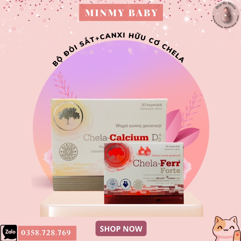 Bộ 3 vi chất Chela Ferr forte, Chela Calcium D3, Gold DHA bổ sung sắt, canxi, DHA cho mẹ bầu,sau sinh