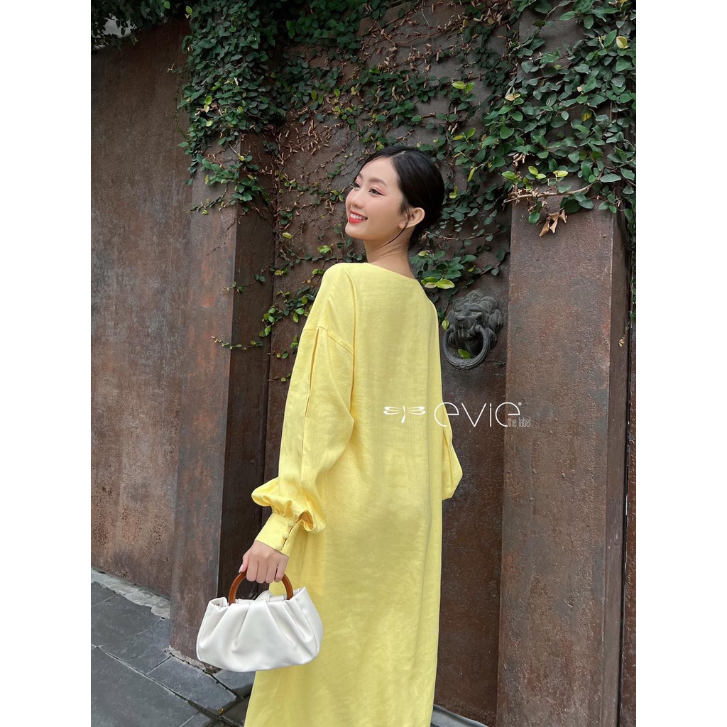 Đầm Evie Sayla_vàng thêu hoa trắng vai