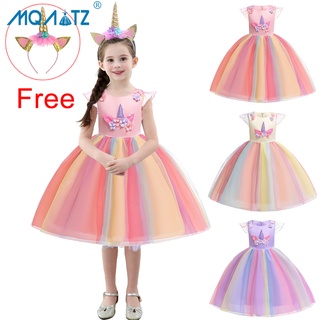 Đầm công chúa MQATZ hoạ tiết kỳ lân xinh xắn cho bé gái
