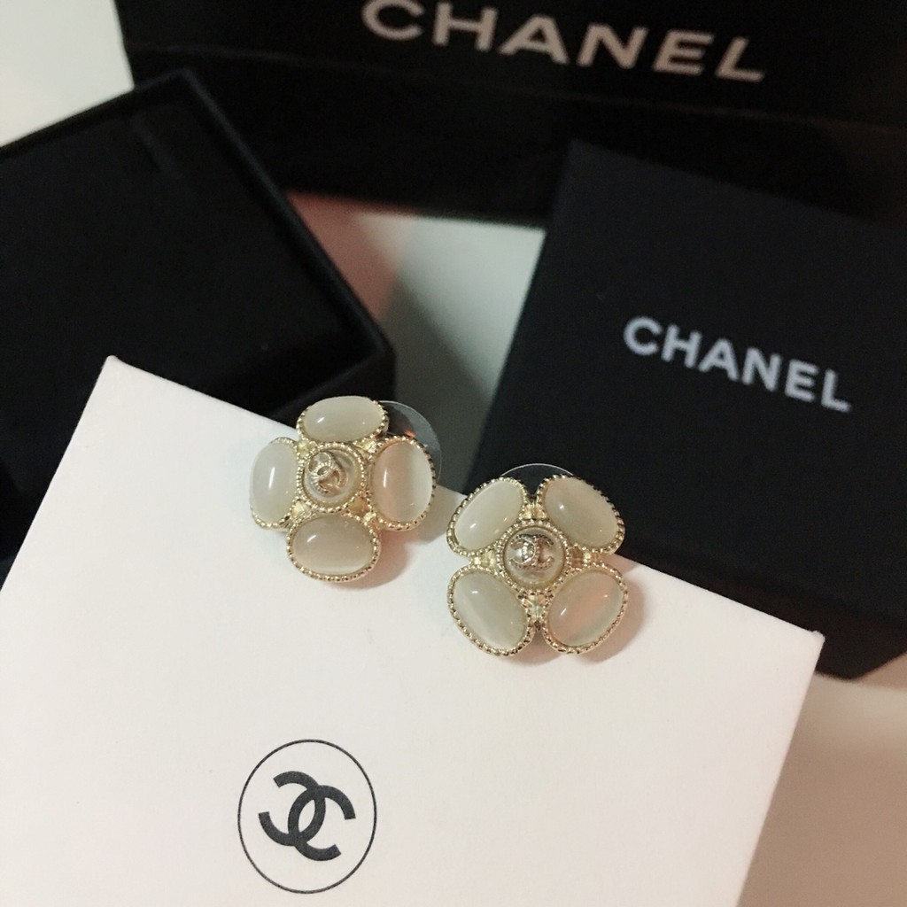Bông tai đính đá opal thiết kế sang trọng thời trang cho nữ