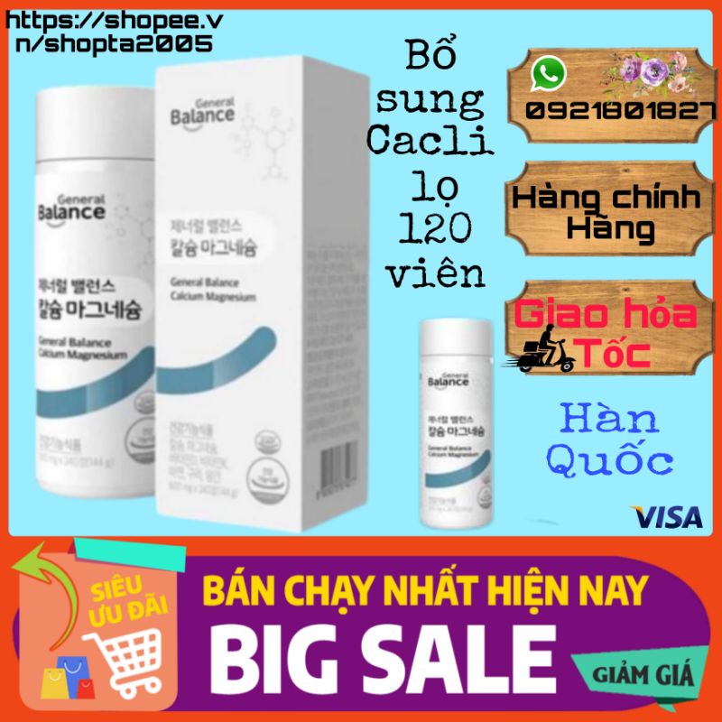 Can Xi Hữu Cơ GENERAL BALANCE CALCIUM MAGNESIUM (hộp 120 viên)