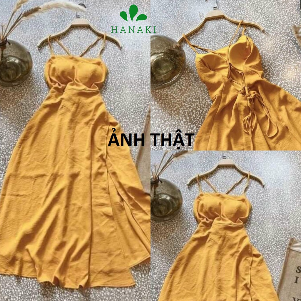 Đầm Nữ Đầm Maxi Thiết Kế Xẻ Tà Dây Đan Lưng Xinh Lung Linh Hanaki HNK310