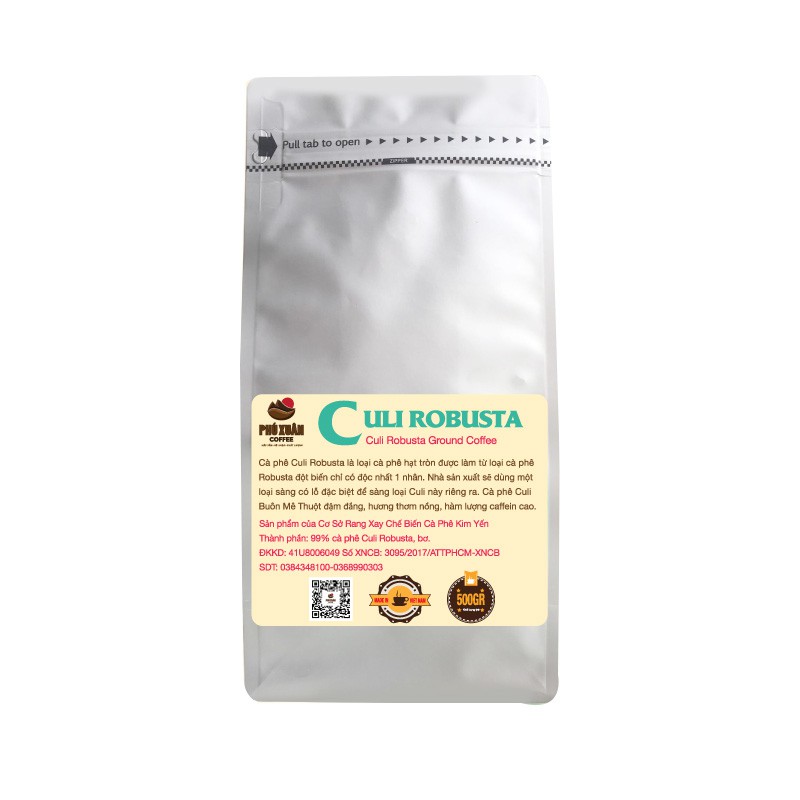 Cà phê Culi Robusta Bột Pha Phin Phú Xuân Coffee Cafe rang xay 500gr