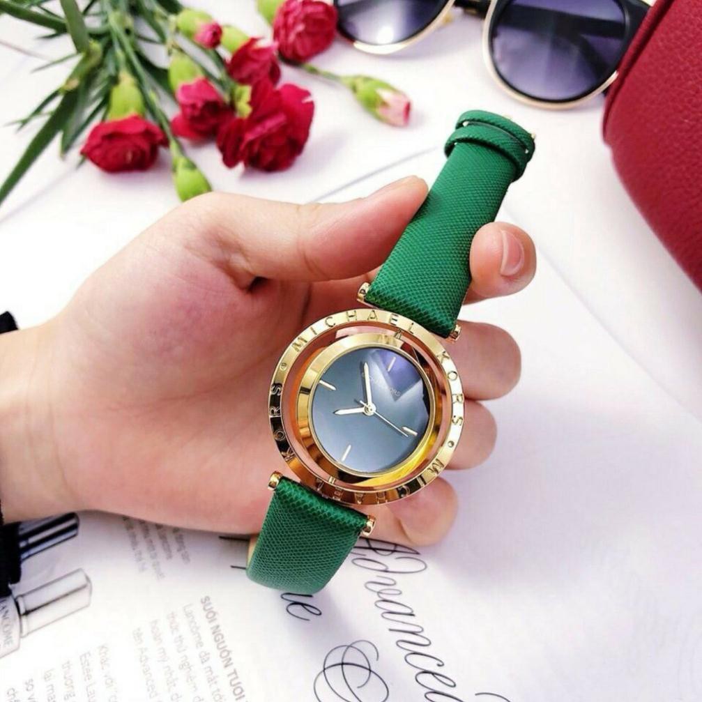 Đồng hồ nữ Michael kors MK46 dây da cao cấp, mặt xoay -MTP-STORE