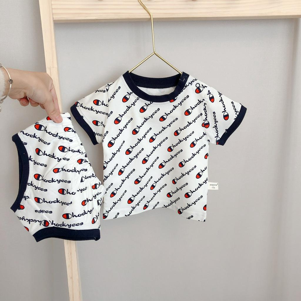 Ins Hot Sale Kids Boys and Girls Letter Printed Short Sleeve Clothing Set