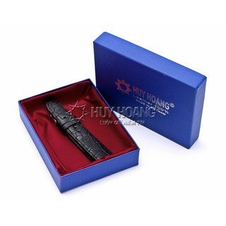 Dây đồng hồ da cá sấu màu đen PH8201