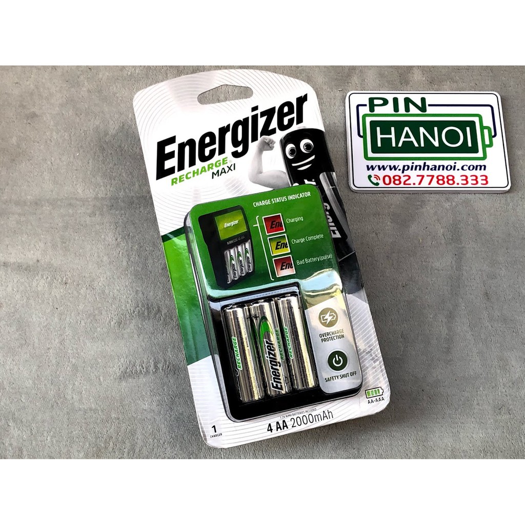 Combo Sạc pin kèm 4 pin tiểu sạc AA 2000mAh Energizer CHVC M4