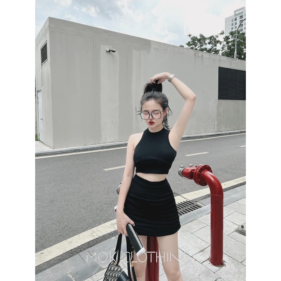 Set Áo Ba Lỗ Kèm Chân Váy Nhún Có Quần Trong