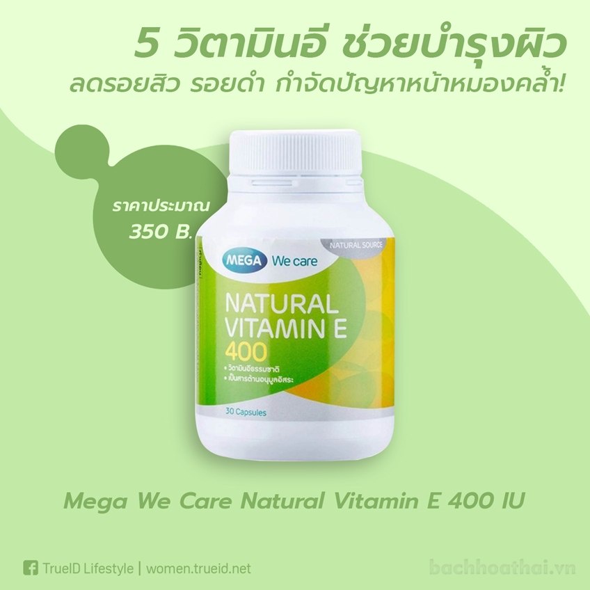 Mega We Care Natural vıtamın E 400 IU giúp đẹp da tốt cho tim mạch và hệ ţhần kınh