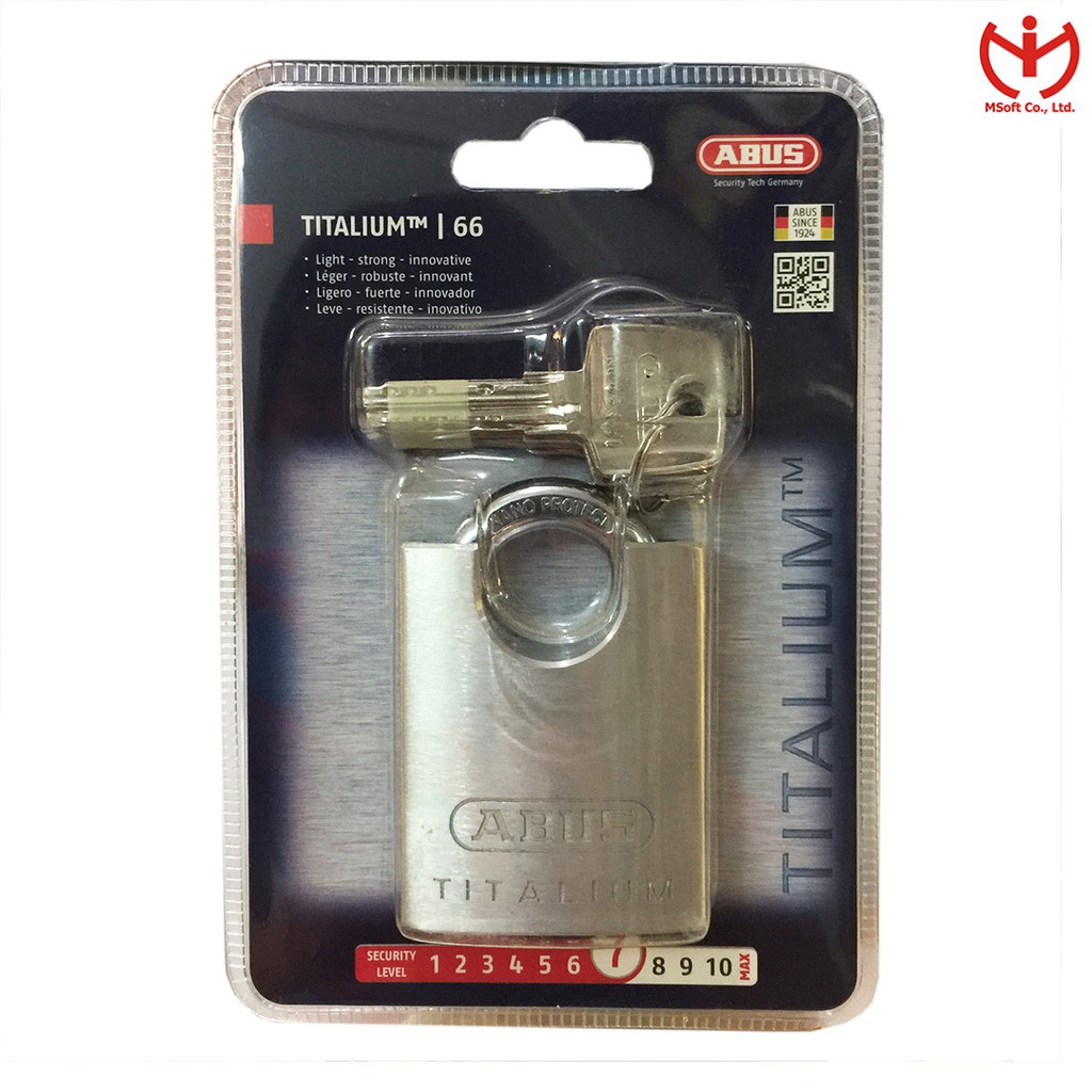 [Q5.HCM] Ổ khóa ABUS 66CSTI/50 Titalium Rộng 50mm Có Vai Chống Cắt - MSOFT