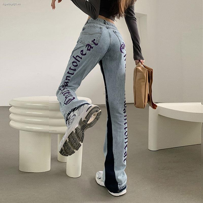 Quần Jeans Ống Rộng Lưng Cao Thêu Chữ Cá Tính Thời Trang Cho Nữ | BigBuy360 - bigbuy360.vn